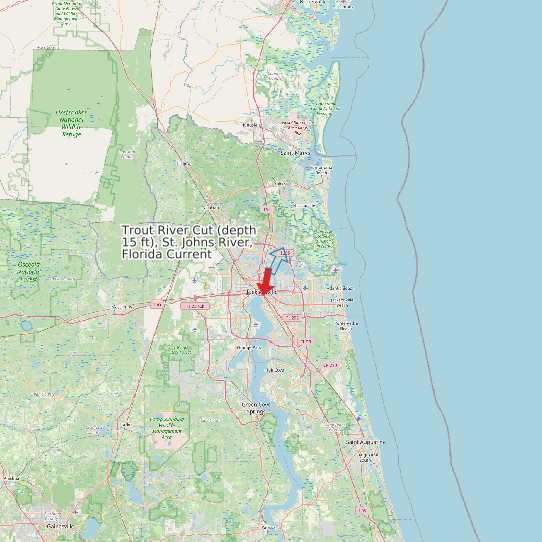 Map of Trout River Cut (depth 15 ft), St. Johns River, Florida Current Prediction Station