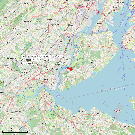 Map of Tufts Point-Smoking Point, Arthur Kill, New York Current Prediction Station