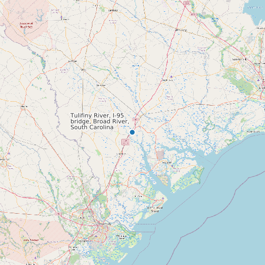 Tulifiny River, I-95 bridge, Broad River, South Carolina map