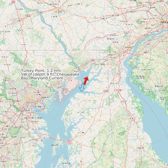 Map of Turkey Point, 1.2 nmi SW of (depth 9 ft), Chesapeake Bay, Maryland Current Prediction Station