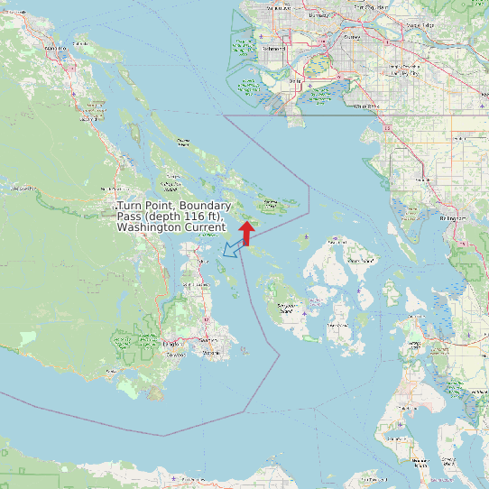 Turn Point, Boundary Pass (depth 116 ft), Washington Current map