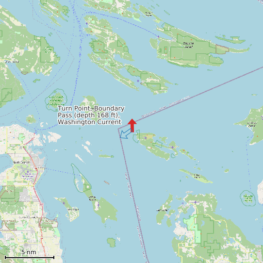 Map of Turn Point, Boundary Pass (depth 168 ft), Washington Current Prediction Station