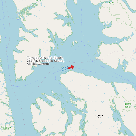 Turnabout Island (depth 261 ft), Frederick Sound, Alaska Current map