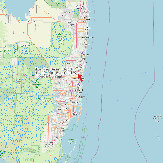 Map of Turning Basin (depth 14 ft), Port Everglades, Florida Current Prediction Station