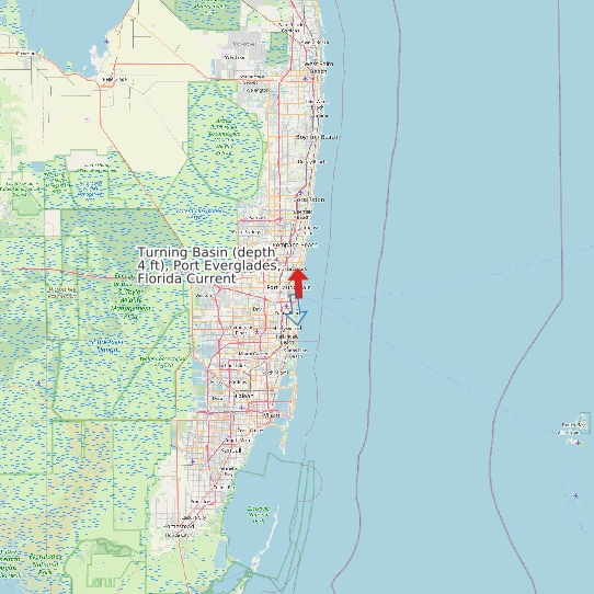 Map of Turning Basin (depth 4 ft), Port Everglades, Florida Current Prediction Station