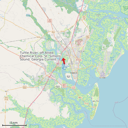 Map of Turtle River, off Allied Chemical Corp, St. Simons Sound, Georgia Current Prediction Station