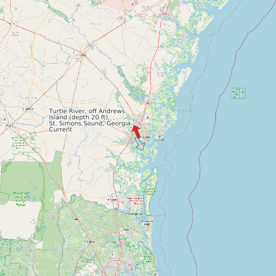 Turtle River, off Andrews Island (depth 20 ft), St. Simons Sound, Georgia Current map