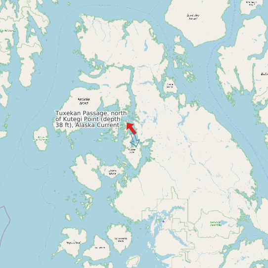 Tuxekan Passage, north of Kutegi Point (depth 38 ft), Alaska Current map