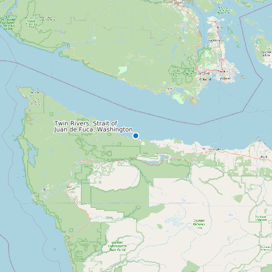 Map of Twin Rivers, Strait of Juan de Fuca, Washington Tide Prediction Station