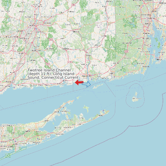 Twotree Island Channel (depth 11 ft), Long Island Sound, Connecticut Current map