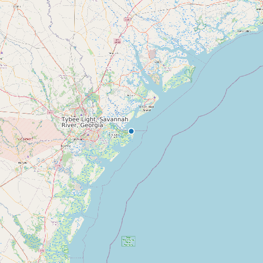 Map of Tybee Light, Savannah River, Georgia Tide Prediction Station