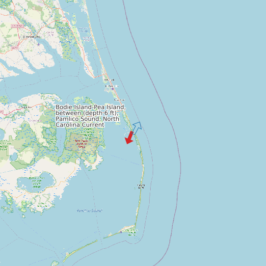 Bodie Island-Pea Island, between (depth 6 ft), Pamlico Sound, North Carolina Current map