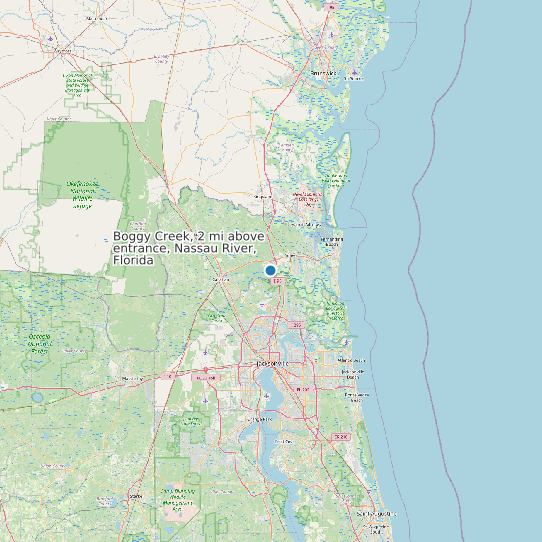 Boggy Creek, 2 mi above entrance, Nassau River, Florida map