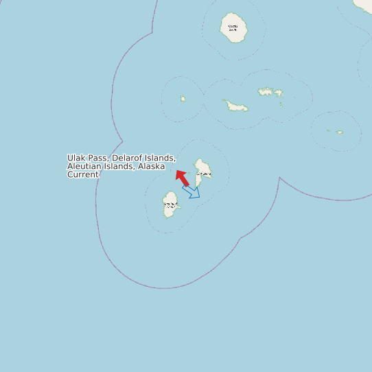 Ulak Pass, Delarof Islands, Aleutian Islands, Alaska Current map