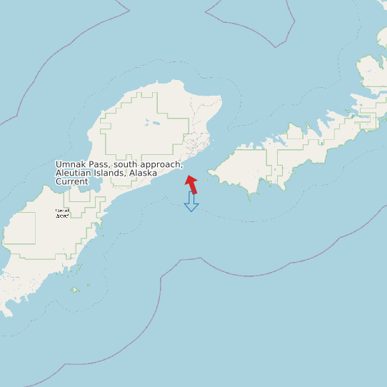 Umnak Pass, south approach, Aleutian Islands, Alaska Current map