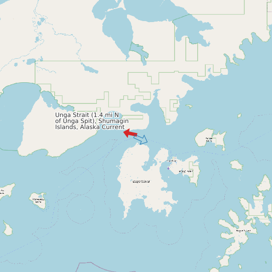Unga Strait (1.4 mi N of Unga Spit), Shumagin Islands, Alaska Current map