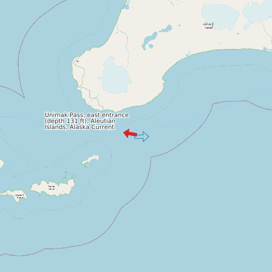 Unimak Pass, east entrance (depth 131 ft), Aleutian Islands, Alaska Current map