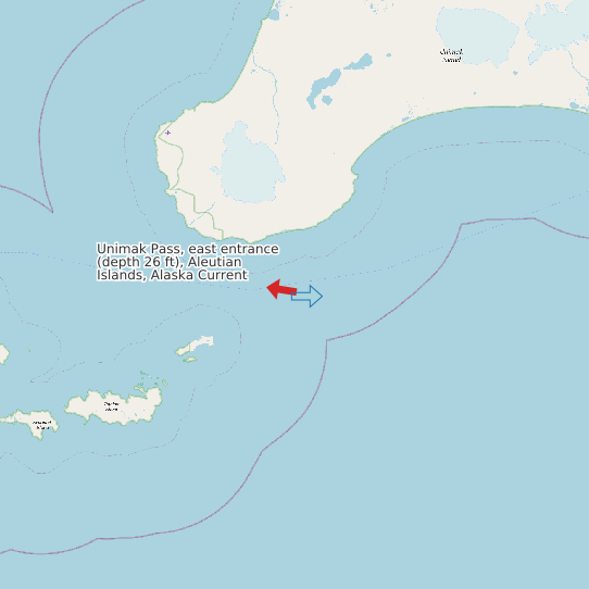 Unimak Pass, east entrance (depth 26 ft), Aleutian Islands, Alaska Current map