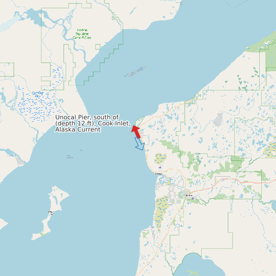 Unocal Pier, south of (depth 12 ft), Cook Inlet, Alaska Current map