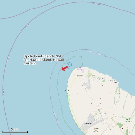 Map of Upolu Point (depth 204 ft), Hawaii Island, Hawaii Current Prediction Station