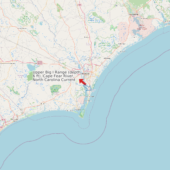 Map of Upper Big I Range (depth 6 ft), Cape Fear River, North Carolina Current Prediction Station