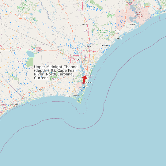Upper Midnight Channel (depth 7 ft), Cape Fear River, North Carolina Current map