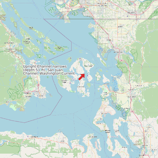 Upright Channel narrows (depth 51 ft), San Juan Channel, Washington Current map