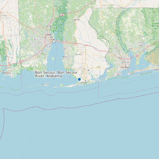 Map of Bon Secour, Bon Secour River, Alabama Tide Prediction Station