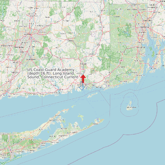 Map of US Coast Guard Academy (depth 16 ft), Long Island Sound, Connecticut Current Prediction Station