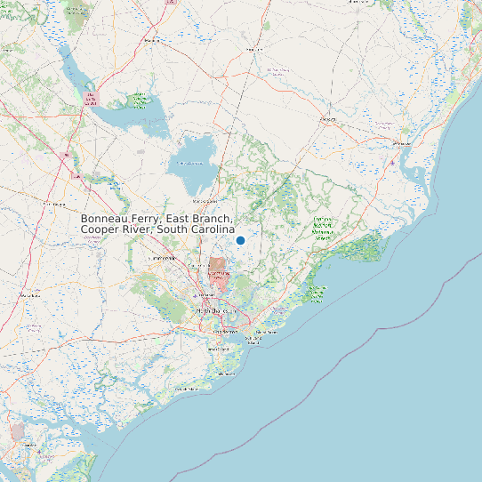 Map of Bonneau Ferry, East Branch, Cooper River, South Carolina Tide Prediction Station