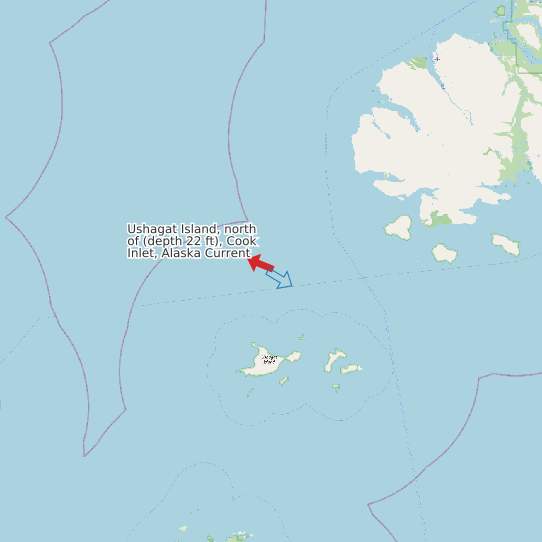 Map of Ushagat Island, north of (depth 22 ft), Cook Inlet, Alaska Current Prediction Station