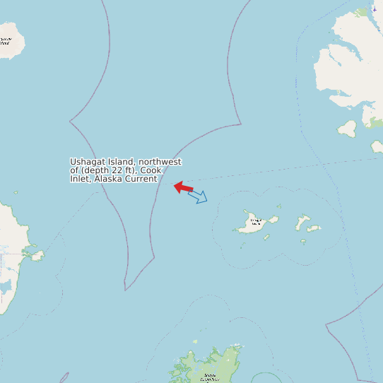 Map of Ushagat Island, northwest of (depth 22 ft), Cook Inlet, Alaska Current Prediction Station
