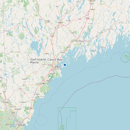 Map of Vaill Island, Casco Bay, Maine Tide Prediction Station