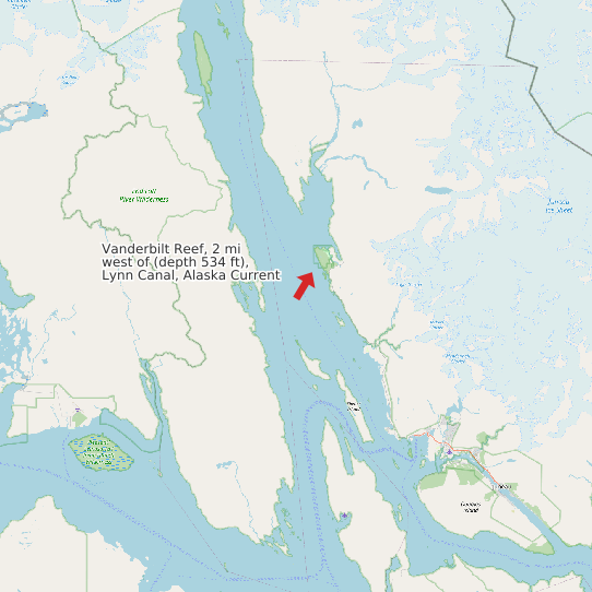 Vanderbilt Reef, 2 mi west of (depth 534 ft), Lynn Canal, Alaska Current map