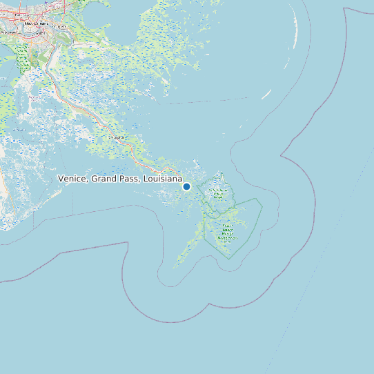 Map of Venice, Grand Pass, Louisiana Tide Prediction Station