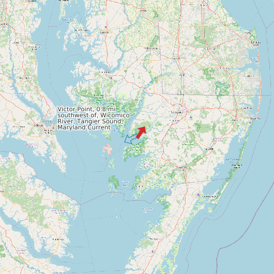 Map of Victor Point, 0.8 mi southwest of, Wicomico River, Tangier Sound, Maryland Current Prediction Station