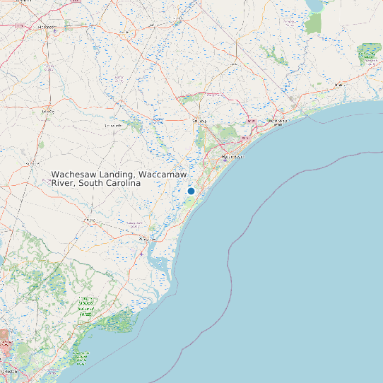 Map of Wachesaw Landing, Waccamaw River, South Carolina Tide Prediction Station