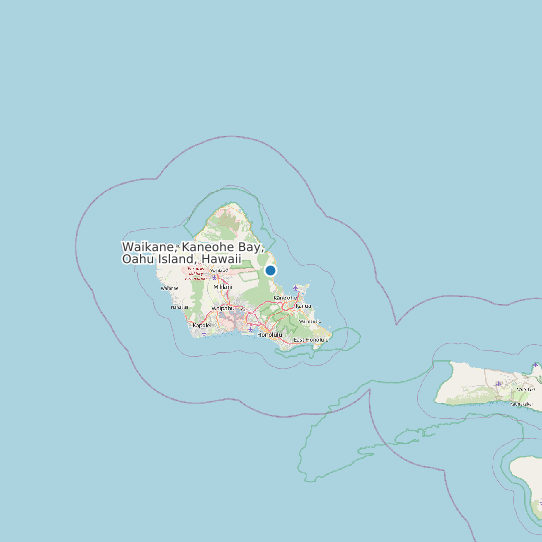 Waikane, Kaneohe Bay, Oahu Island, Hawaii map