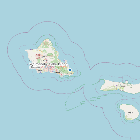 Waimanalo, Oahu Island, Hawaii map