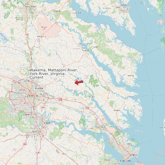 Map of Wakema, Mattaponi River, York River, Virginia Current Prediction Station