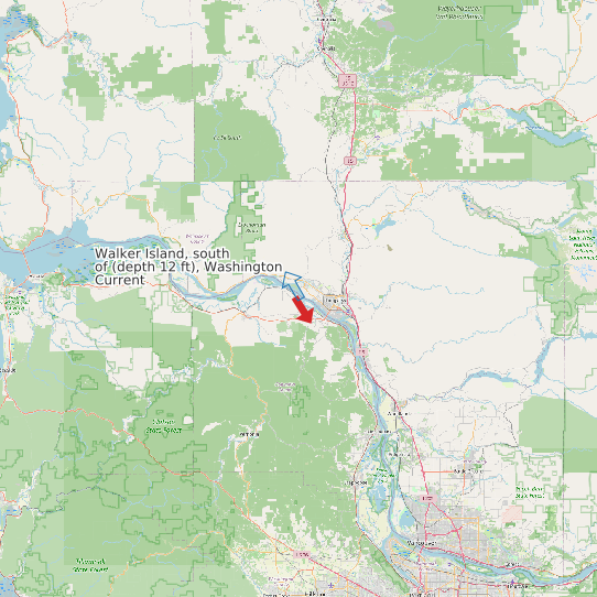 Map of Walker Island, south of (depth 12 ft), Washington Current Prediction Station