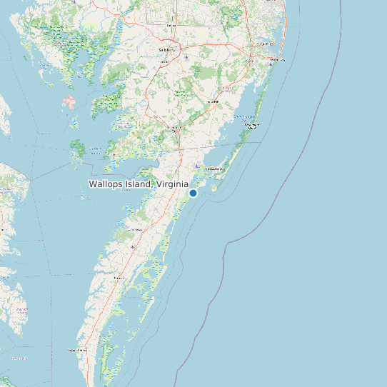 Map of Wallops Island, Virginia Tide Prediction Station