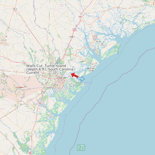 Walls Cut, Turtle Island (depth 6 ft), South Carolina Current map