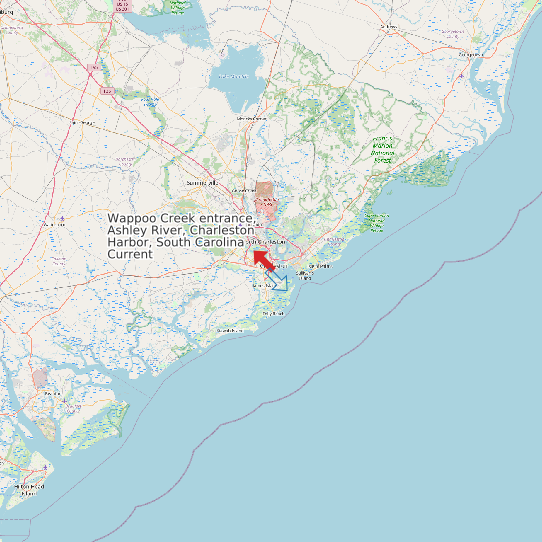 Map of Wappoo Creek entrance, Ashley River, Charleston Harbor, South Carolina Current Prediction Station