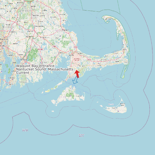 Map of Waquoit Bay entrance, Nantucket Sound, Massachusetts Current Prediction Station