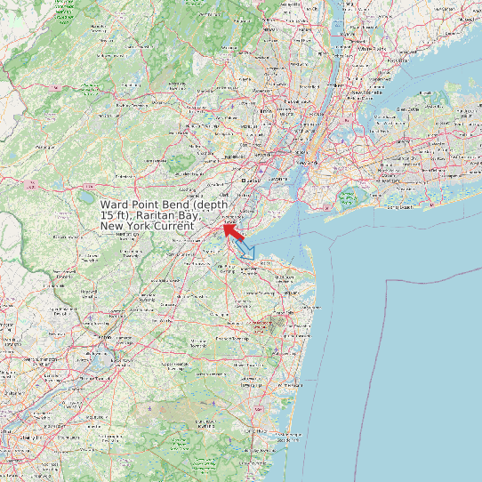 Map of Ward Point Bend (depth 15 ft), Raritan Bay, New York Current Prediction Station