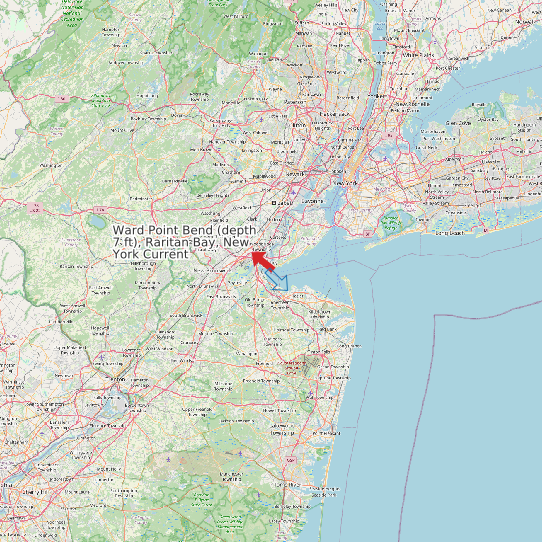 Map of Ward Point Bend (depth 7 ft), Raritan Bay, New York Current Prediction Station