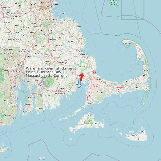 Map of Wareham River, off Barneys Point, Buzzards Bay, Massachusetts Current Prediction Station