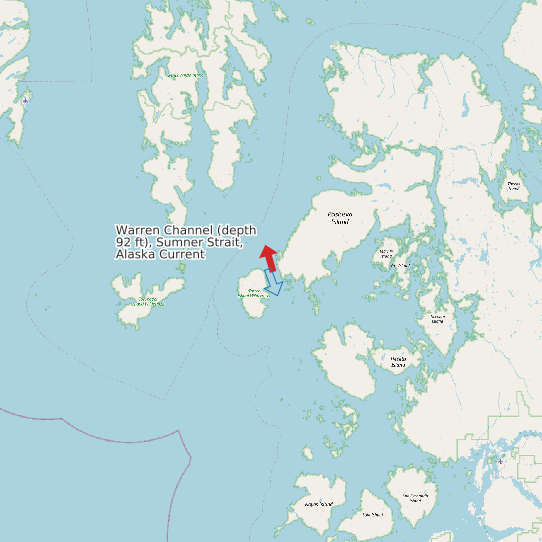 Warren Channel (depth 92 ft), Sumner Strait, Alaska Current map