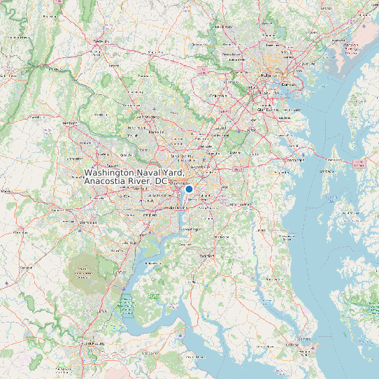 Map of Washington Naval Yard, Anacostia River, DC Tide Prediction Station